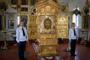 Епископ Гедеон совершил молебен перед чтимой иконой «Спас Нерукотворный», принесённой в Будённовск