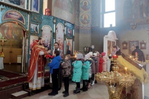 Педагоги и учащиеся православной школы причастились Святых Христовых Таин